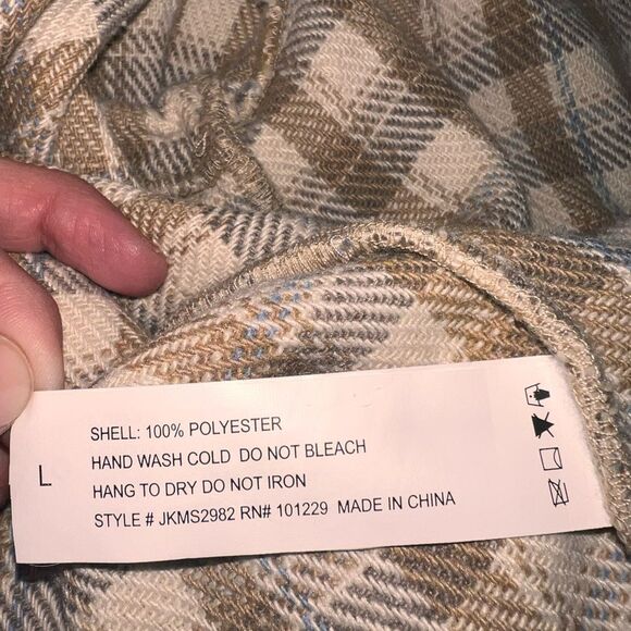 Jade & Ivory Neutral Plaid Heavyweight Shacket Tweed Look Academia Preppy L - Picture 9 of 9